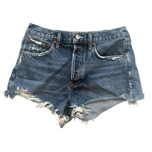 Agolde Cut Off Button Fly Jean Denim Shorts Distressed 26 Western Boho Rodeo